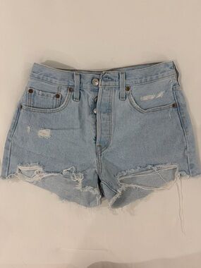 Levi's Light Blue Distressed Denim Cutoff Shorts